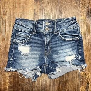 Girls Flying Monkey Blue Distressed Jean Shorts